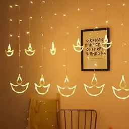 ENORMITY Yellow & White Diya Shape Bulb String Lights image 1