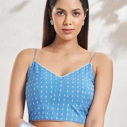 SALWAR STUDIO Printed Cotton Saree Blouse-picture-34