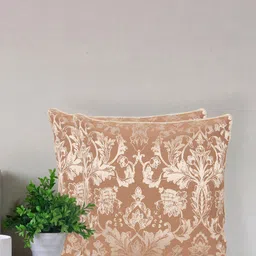 Home Brown & Gold-Toned Ethnic Motifs Cotton Square Cushion Cover-image-30