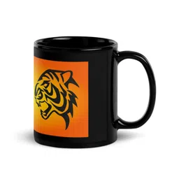RISH Black & Orange Printed Ceramic Glossy Coffee Mug 325 ml image 4