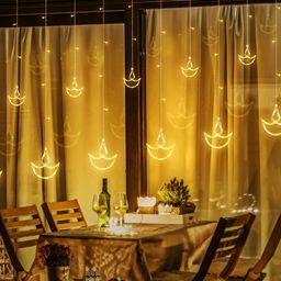 SPARK WORLD Beige Diya-Shaped String Lights image 4