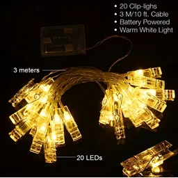 SPARK WORLD White Photo Clip String Lights image 5