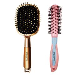 MAJESTIQUE Detangling Paddle Brush with Round Blow Dry Brush Pack of 2-picture-0
