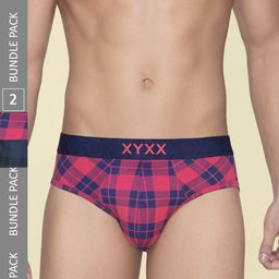 XYXX Pack Of 2 Checked Basic Briefs XYBRF2PCKN745-11