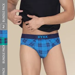 XYXX Pack Of 2 Checked Anti Microbial Basic Briefs XYBRF2PCKN748-picture-58