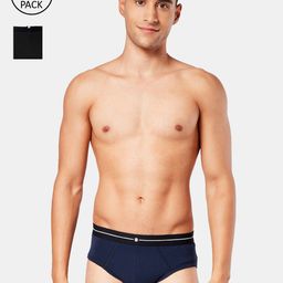 The Souled Store Men Pack Of 2 Black & Navy Blue Solid Basic Briefs 209704-picture-47