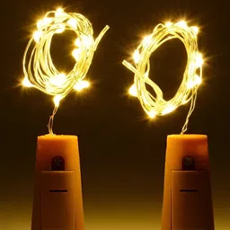 SPARK WORLD Gold Toned & Brown 2 Pieces Cork LED String Lights-2
