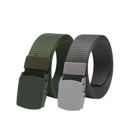 WINSOME DEAL Men Set Of 2 Textured Canvas Belt With Slider Buckle-picture-53
