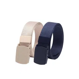 WINSOME DEAL Men Set Of 2 Textured Canvas Belt With Slider Buckle-12