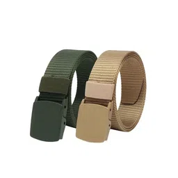 WINSOME DEAL Men Set Of 2 Textured Canvas Belt With Slider Buckle-13