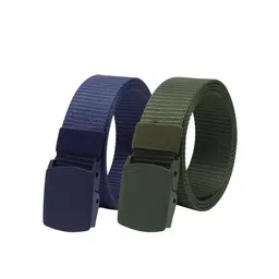 WINSOME DEAL Men Set Of 2 Textured Canvas Belt With Slider Buckle-picture-30
