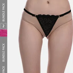 StyFun Women Pack Of 2 Low Rise Anti Microbial Thong Briefs LS_Net_ThongPanty_BlackRani_FS-picture-40