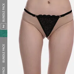 StyFun Women Pack Of 2 Anti-Microbial Thong Briefs LS_Net_ThongPanty_BlackGreen_FS-picture-20