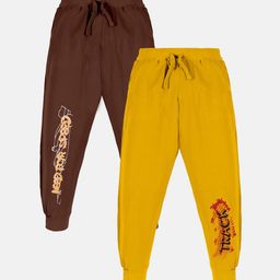 KiddoPanti Boys Pack Of 2 Printed Pure Cotton Joggers-image-33