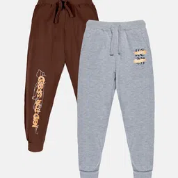 KiddoPanti Boys Pack Of 2 Printed Pure Cotton Joggers-image-46