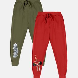 KiddoPanti Boys Pack Of 2 Pure Cotton Joggers-image-82