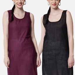 PARAMOUNT CHIKAN Women Black & Wine Pack of 2 Cotton Camisoles-picture-58
