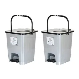 Kuber Industries Grey 2 Pieces Pedal Dustbins 10 L Each image 3