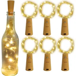 ENORMITY Yellow & Brown 2 Pieces Rice Shape Cork String Light image 4