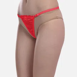 StyFun Pack Of 2 Anti-Microbial Low-Rise G-string Thongs LS_Net_ThongPanty_RaniRed_FS image 2