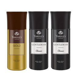 YARDLEY LONDON Men Set of Gold & 2 Gentleman Classic Body Sprays - 150 ml Each-5