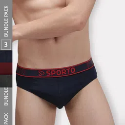 SPORTO Men Pack Of 3 Cotton Basic Briefs-picture-47