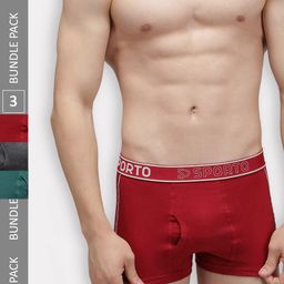 SPORTO Pack Of 3 Logo Printed Detail Cotton Trunks SP-TRM1020-RED-AM-PB-L-3PC-picture-34