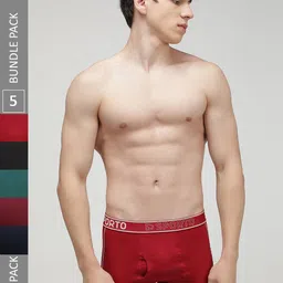 SPORTO Men Pack of 5 Cotton Trunks SP-TRM1020-MA-NVY-PB-OL-RED-XL-5PC-image-85