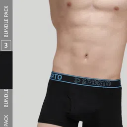 SPORTO Pack Of 3 Logo Printed Detail Cotton Trunks SP-TR-M1022-BLK-S-3PC-picture-45