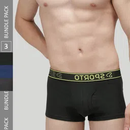 SPORTO Men Pack Of 3 Soft Elastic Cotton Trunks SP-TR-M1022-OL-CH-DB-XL-3PC-picture-1