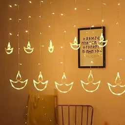 ENORMITY Yellow & White Diya Shape String Lights image 1