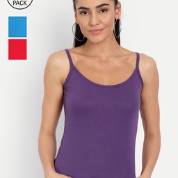 BLAZON Women Pack of 3 Solid Cotton Camisoles-image-56