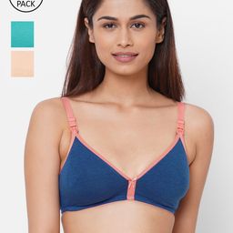Inner Sense Pack of 3 Green & Blue Organic Antimicrobial Maternity Bras-picture-24