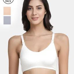 Inner Sense Pack of 3 White & Grey Organic Antimicrobial Maternity Bras-image-26