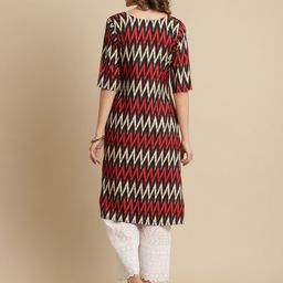 7threads KALINI Pack of 3 Geometric Printed A-Line Regular Crepe Kurtas image 4