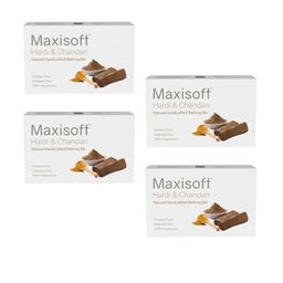 Maxisoft Set Of 4 Haldi & Chandan Natural Handcrafted Bathing Bar - 100g Each image 1