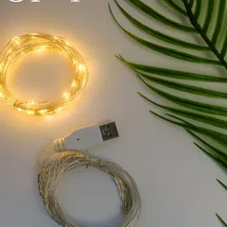 SPARK WORLD Yellow 4 Pieces Rice Shape String Lights-33