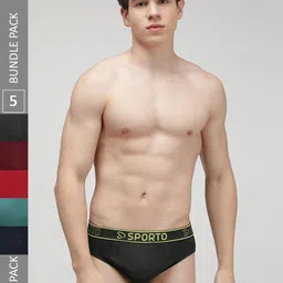 SPORTO Men Pack Of 5 Cotton Basic Briefs-picture-17