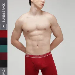 SPORTO Men Pack Of 5 Cotton Trunks SP-TR-M1030-MA-NVY-RED-PB-OL-S-5PC-image-89