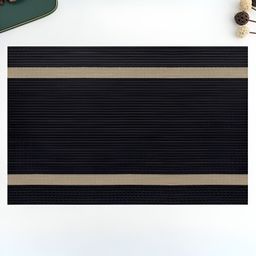 UniKart Black & Brown 6 Pieces Striped Anti-Slip Rectangle Table Placemats-18