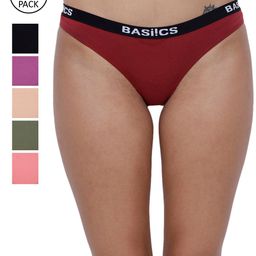 BASIICS by La Intimo Women Pack of 6 Grey Solid Basic Briefs-image-38