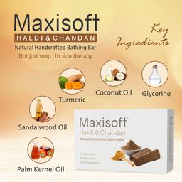 Maxisoft Set Of 6 Haldi & Chandan Natural Handcrafted Bathing Bar - 100g Each image 5