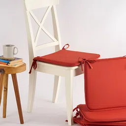 SKANDA FAB Set of 6 Terracotta Brown Pure Cotton Foam Chair Pad-image-62