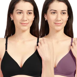 Sonari Pack Of 2 Black & Burgundy Cotton Blend Everyday Bras omaniablackwine30B-image-40