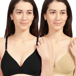 Sonari Pack Of 2 Black & Beige Cotton Blend Everyday Bras omaniablacknude30B-picture-31