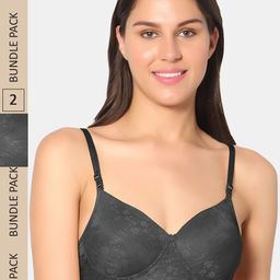 Sonari Pack Of 2 Self Design Lightly Padded Non-Wired Bra-9