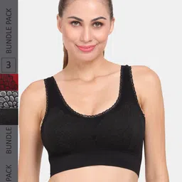Amour Secret Pack Of 3 Self Design Seamless Lightly Padded Sports Bra-picture-20