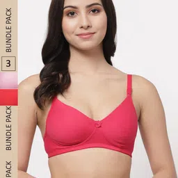 College Girl Pack Of 3 Lightly Padded Seamless Cotton T-Shirt Bra-picture-15