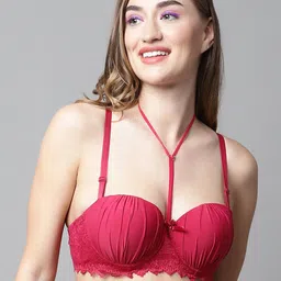 PrettyCat Underwired Lightly Padded Balconette All Day Comfort Bra PC-BR-7000-RED-30B-Red-39