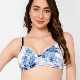 Clovia Abstract Printed Lightly Padded Cotton T-shirt Bra With All Day Comfort-image-0
